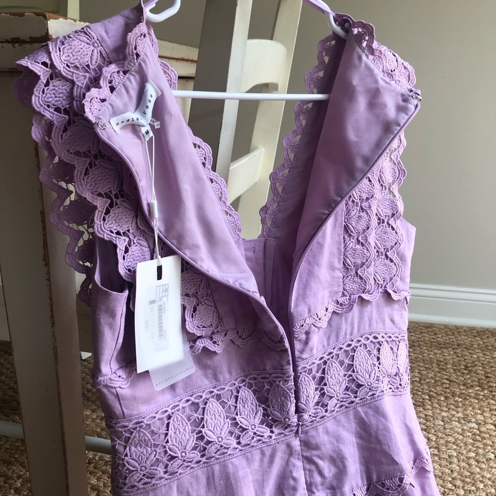 New w Tag: Endless Rose Cotton Linen Lavender Dress with Lace. Size Medium - Picture 6 of 10